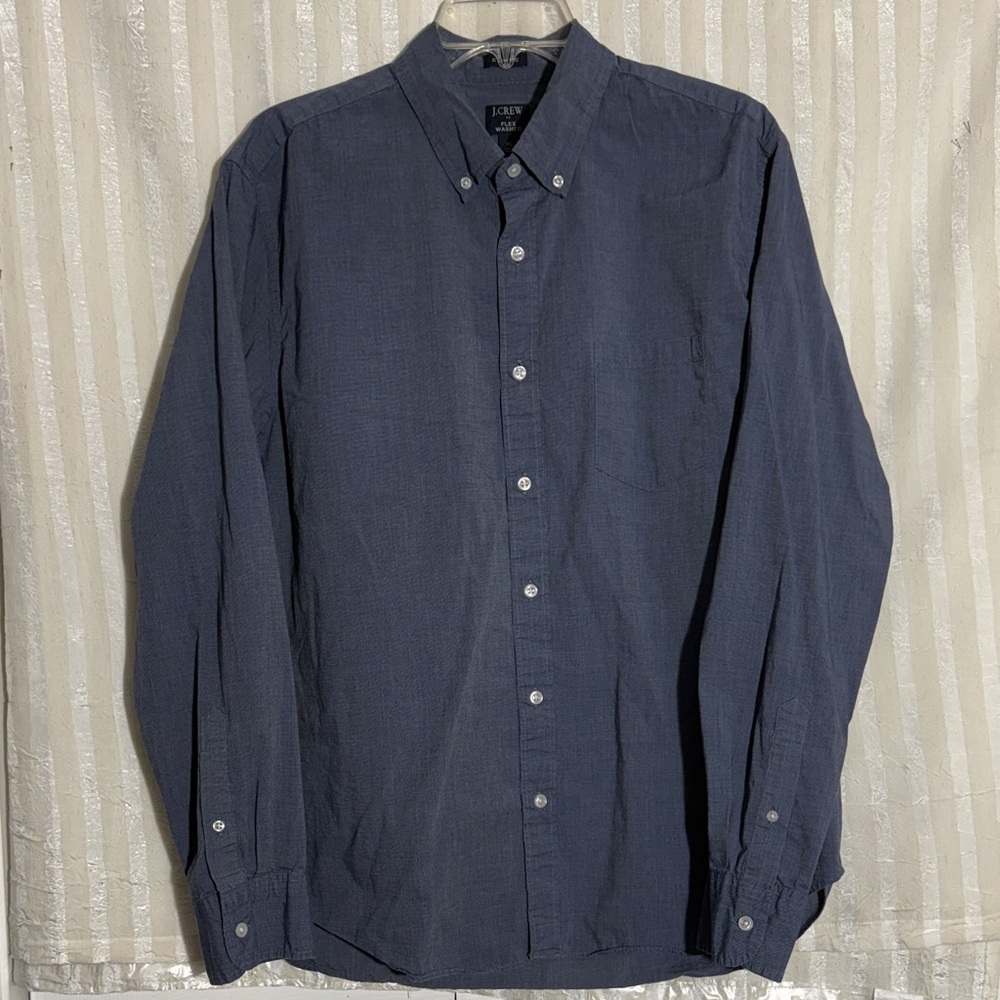 J. Crew Men's Dark Blue Casual Shirt, Size XL, Classic Style, Flex Washed